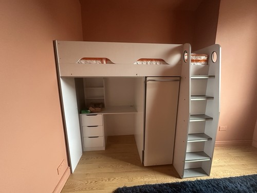 White high sleeper - high, bed