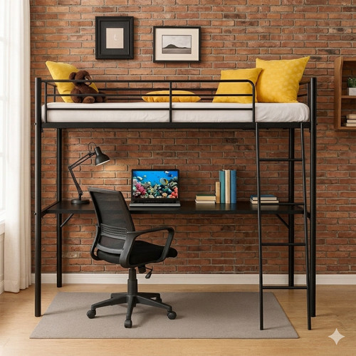 Metal high sleeper bunk bed - high,