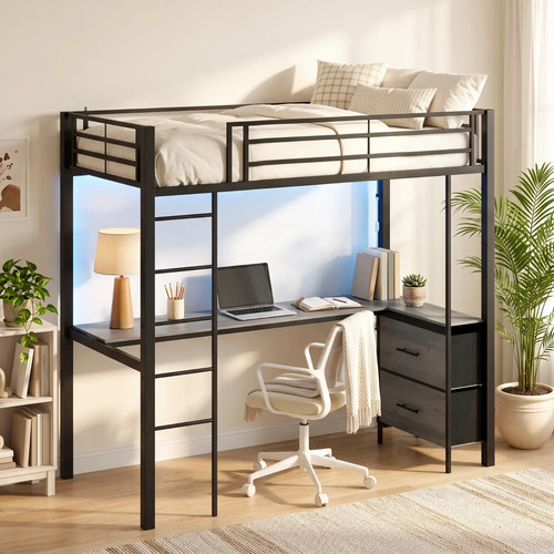 Metal bunk bed desk high - metal,