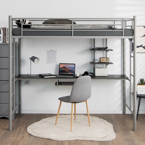 5ft single metal loft bed - metal,
